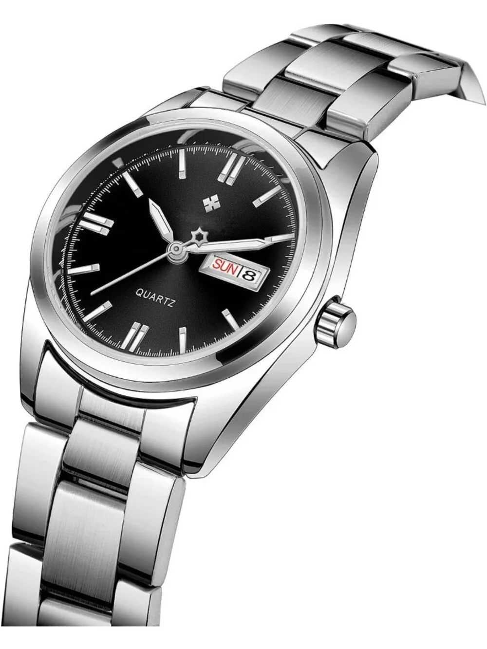Women's Black Analog Quartz Stainless Steel Luminous Waterproof Dress Wristwatch